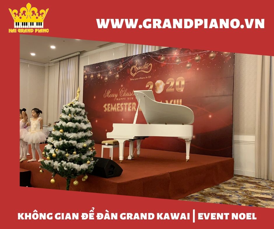 Không Gian Để Đàn Grand Piano White Kawai | Event Noel 
